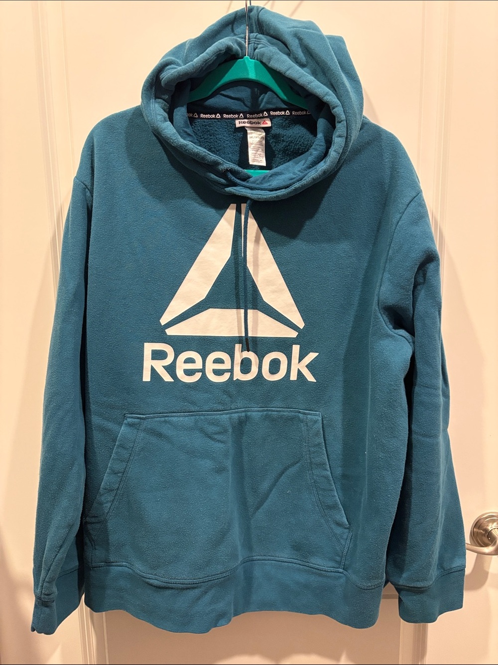 Reebok Teal Pullover Hoodie with White Logo